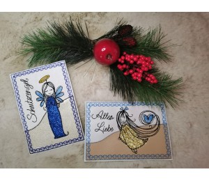 Stickdatei - Set Postkarte ITH Schutzengel & Alles Liebe 